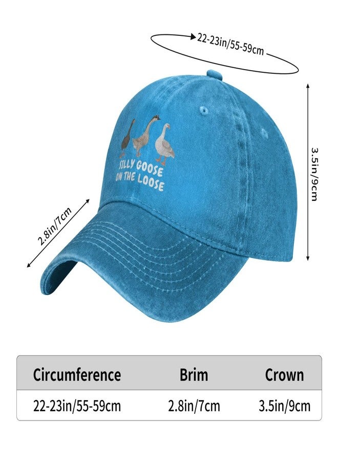 Sefgaen Funny Goose Hat Silly Goose On The Loose Hat for Women Dad Hat Vintage Cap Blue - Image 5